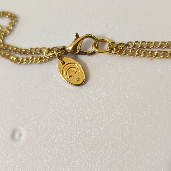 Gold Tone Long Necklace w/ Black & Silver Druzy Style Accents – 25" Layered Look - Picture 6 of 7